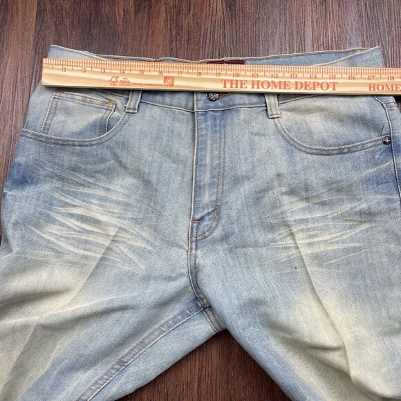 Red Ape Jeans Mens 34 Blue Denim Baggy Wide Leg Hip Hop Rap Streetwear Y2K - Picture 6 of 10